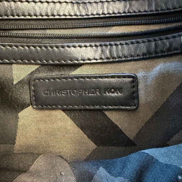 Christopher Kon Black printed Leather Hobo Shoulder Bag Braided Handle - Picture 7 of 15